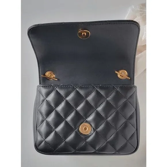 VERSACE Black Quilted Calfskin Leather Medusa Crossbody Bag $2200 NEW WITH TAGS - Picture 6 of 16